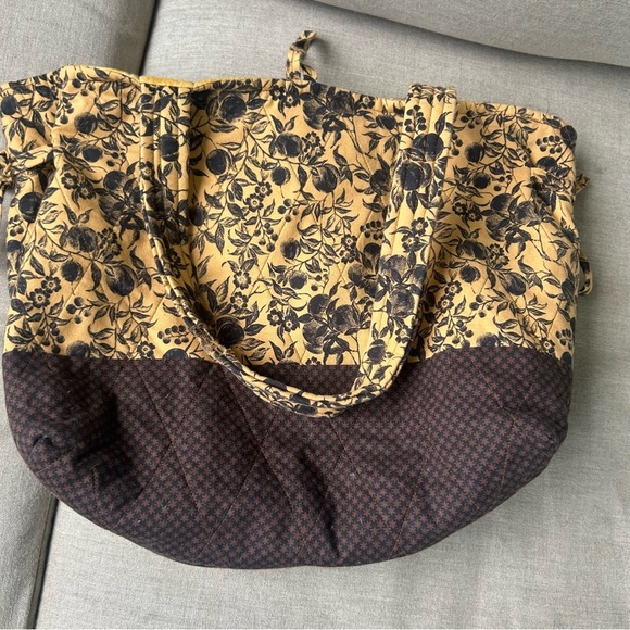 Vintage Handmade mixed media cottagecore quilted tote button closure pockets - Picture 3 of 6